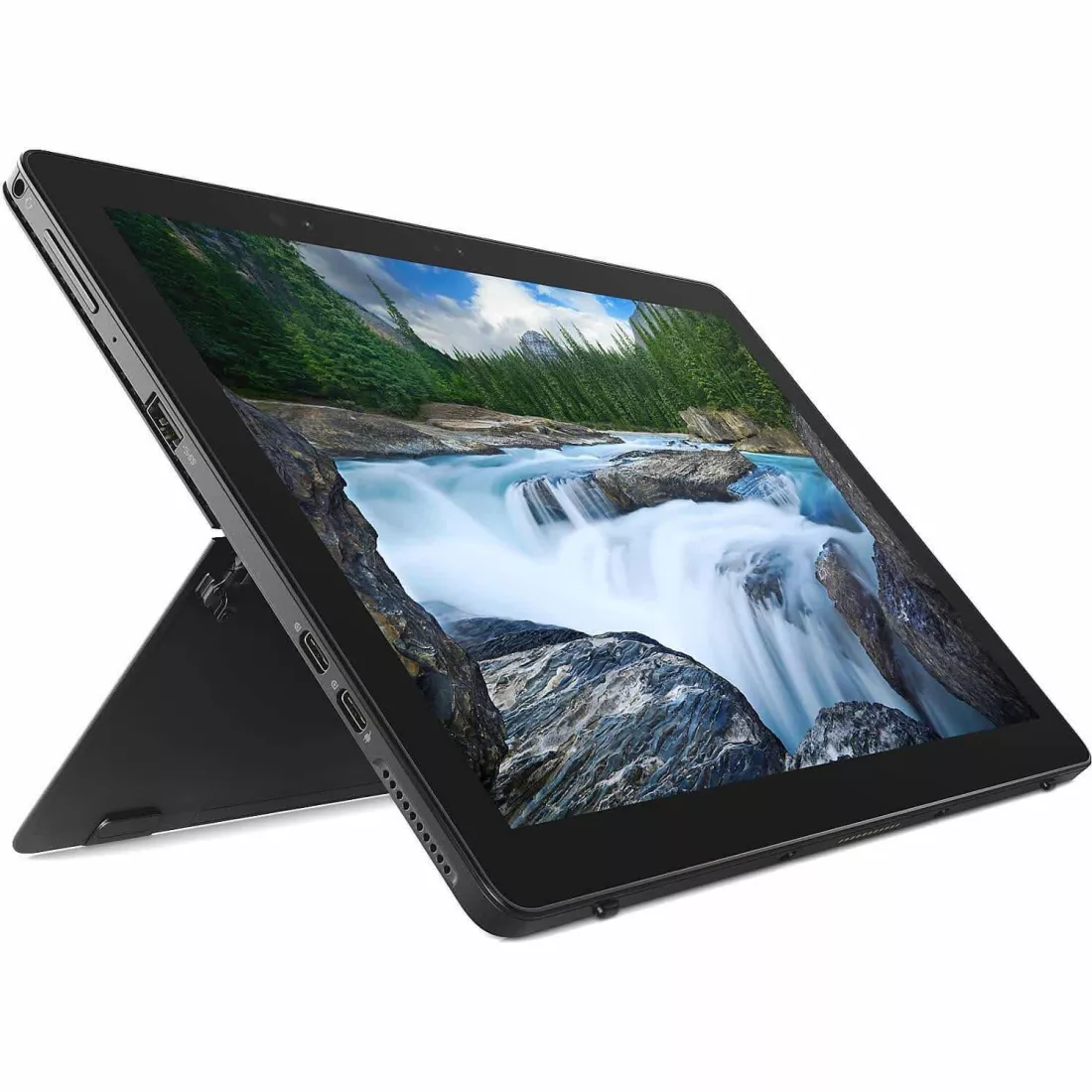 Дизайн Dell Latitude 5290 соответствует типичному трансформеру 2-в-1: он имеет развёртываемую подставку, с намагниченной крышкой которая лёгкого преобразовывает планшет в ноутбук, а большие рамки позволяют удобно удерживать устройство в руках