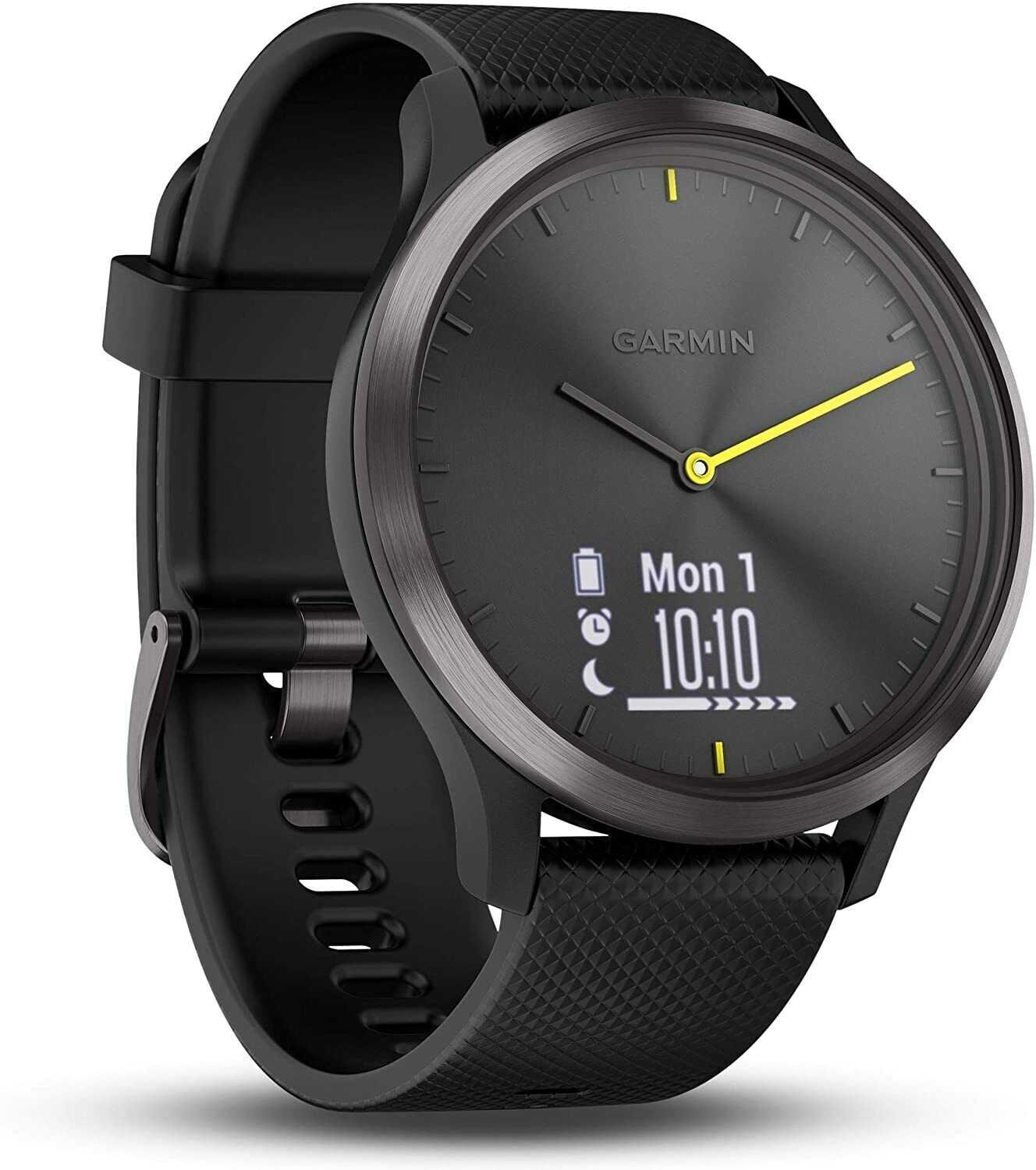 Garmin Vivomove Sport – это гибридные умные часы у которых физические стрелки, как у традиционных часов, а также скрытый дисплей для дополнительных функций
